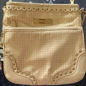 Gianni Bini Beige Crossbody Bag with Eyelet Detail